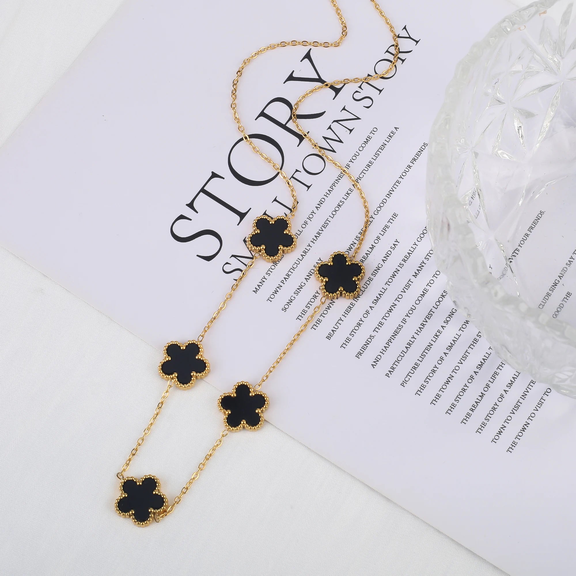 Golden Blossom Charm Bracelet Five Leaf Flower Petal
