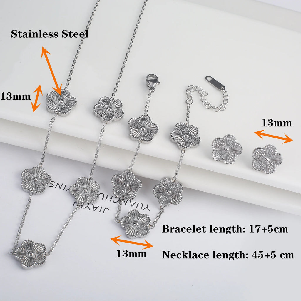 Golden Blossom Charm Bracelet Five Leaf Flower Petal