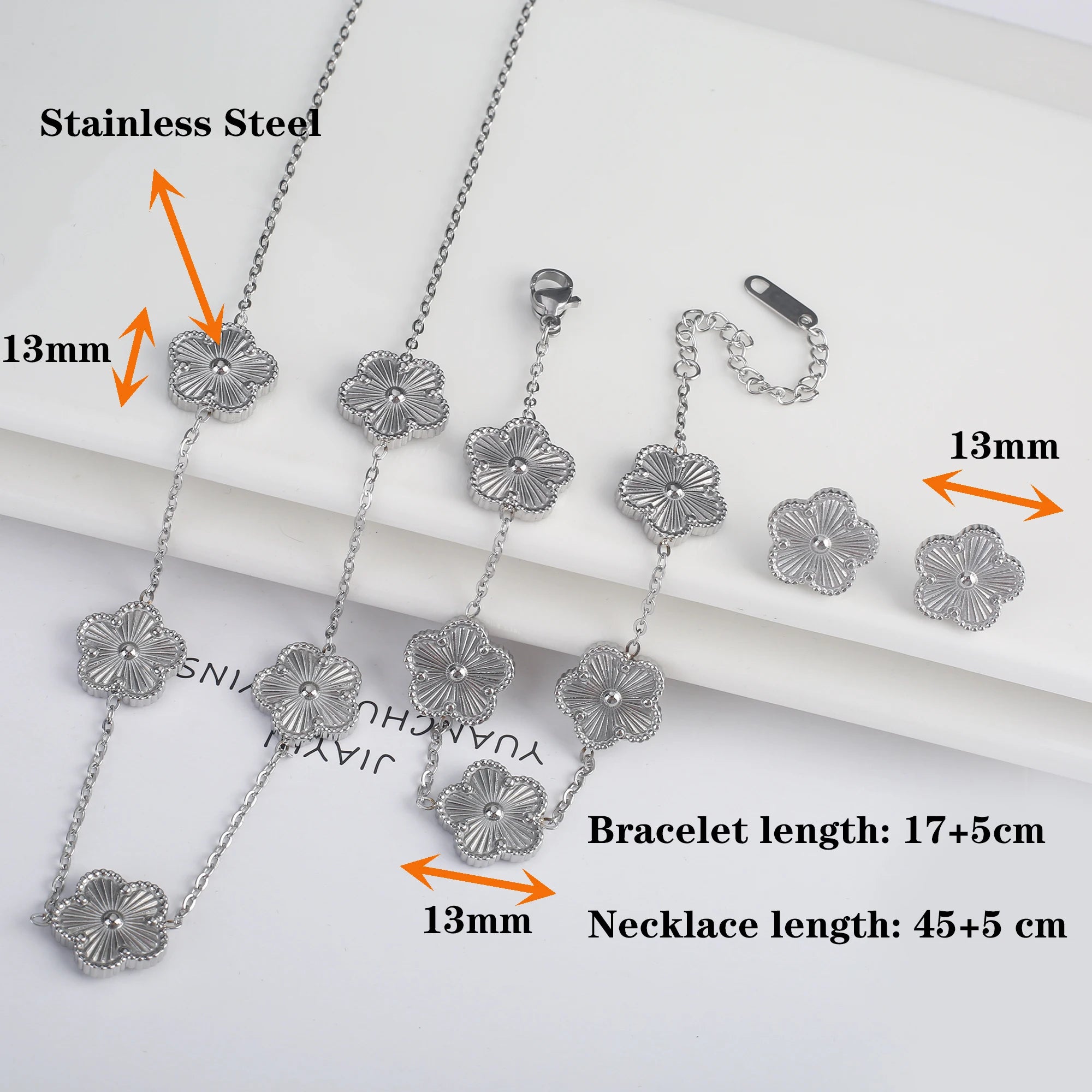 Golden Blossom Charm Bracelet Five Leaf Flower Petal