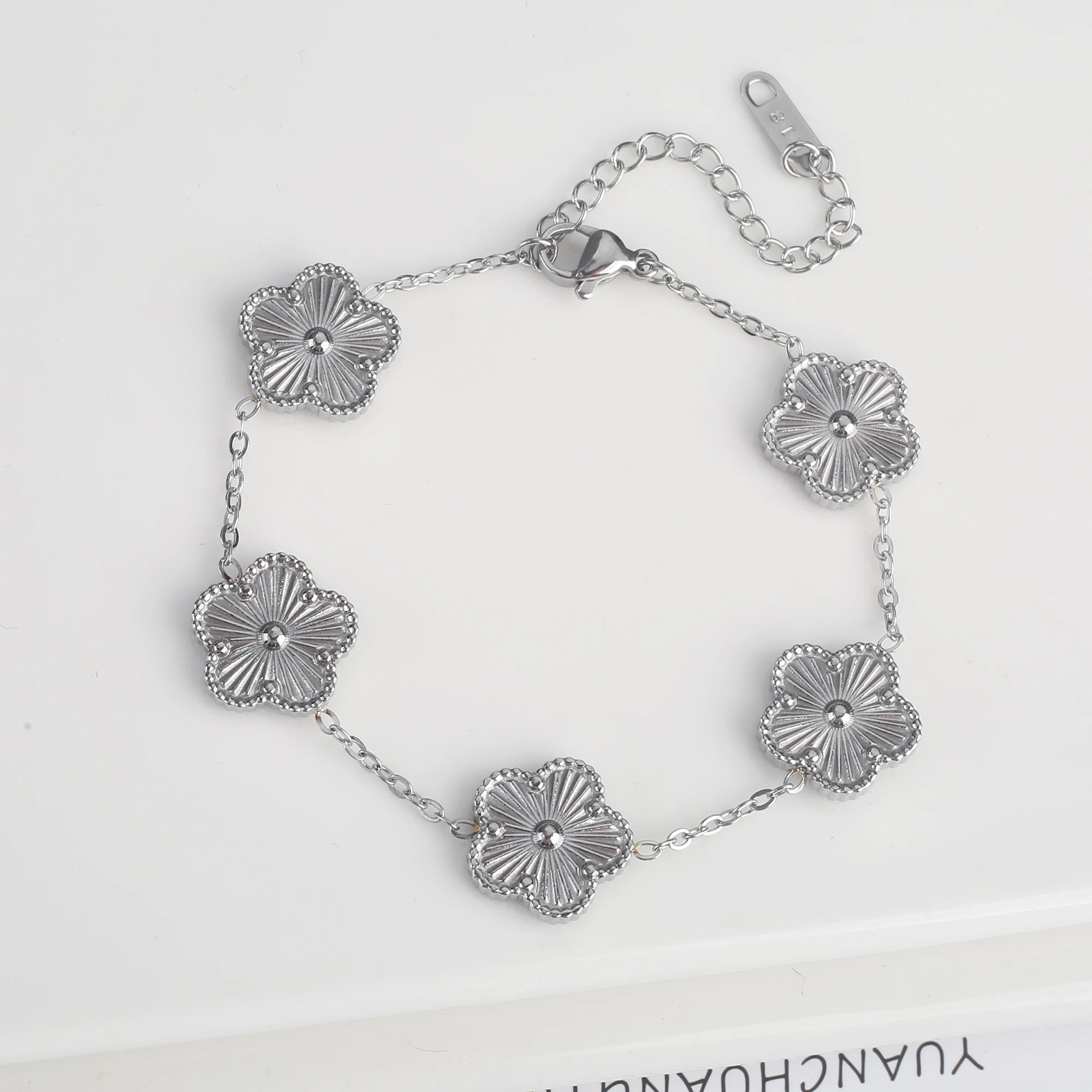 Golden Blossom Charm Bracelet Five Leaf Flower Petal