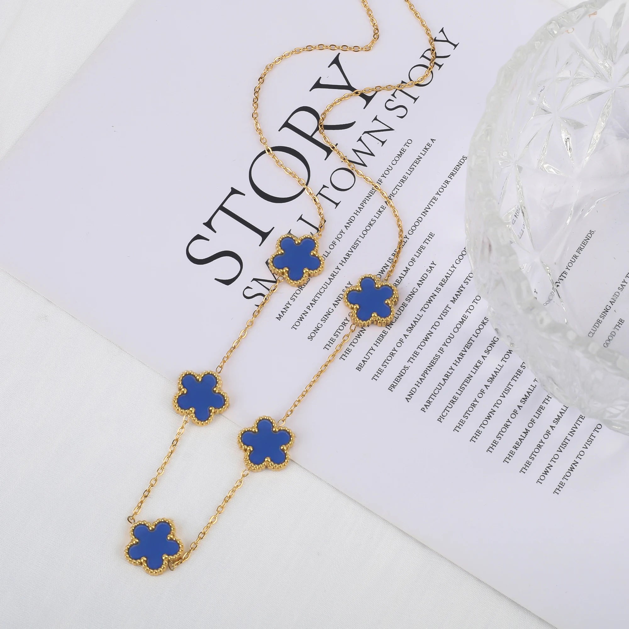 Golden Blossom Charm Bracelet Five Leaf Flower Petal