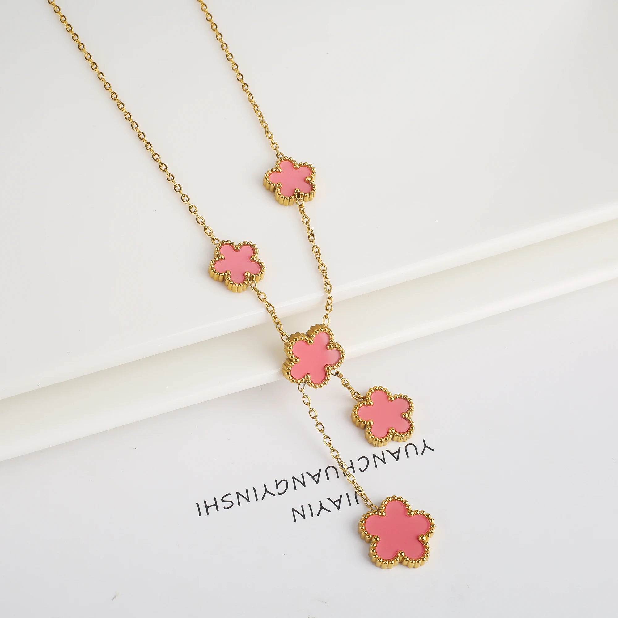 Golden Blossom Charm Bracelet Five Leaf Flower Petal