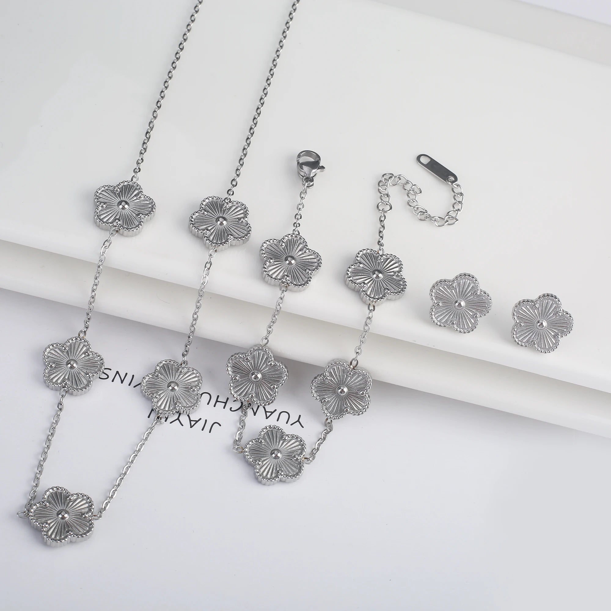 Golden Blossom Charm Bracelet Five Leaf Flower Petal