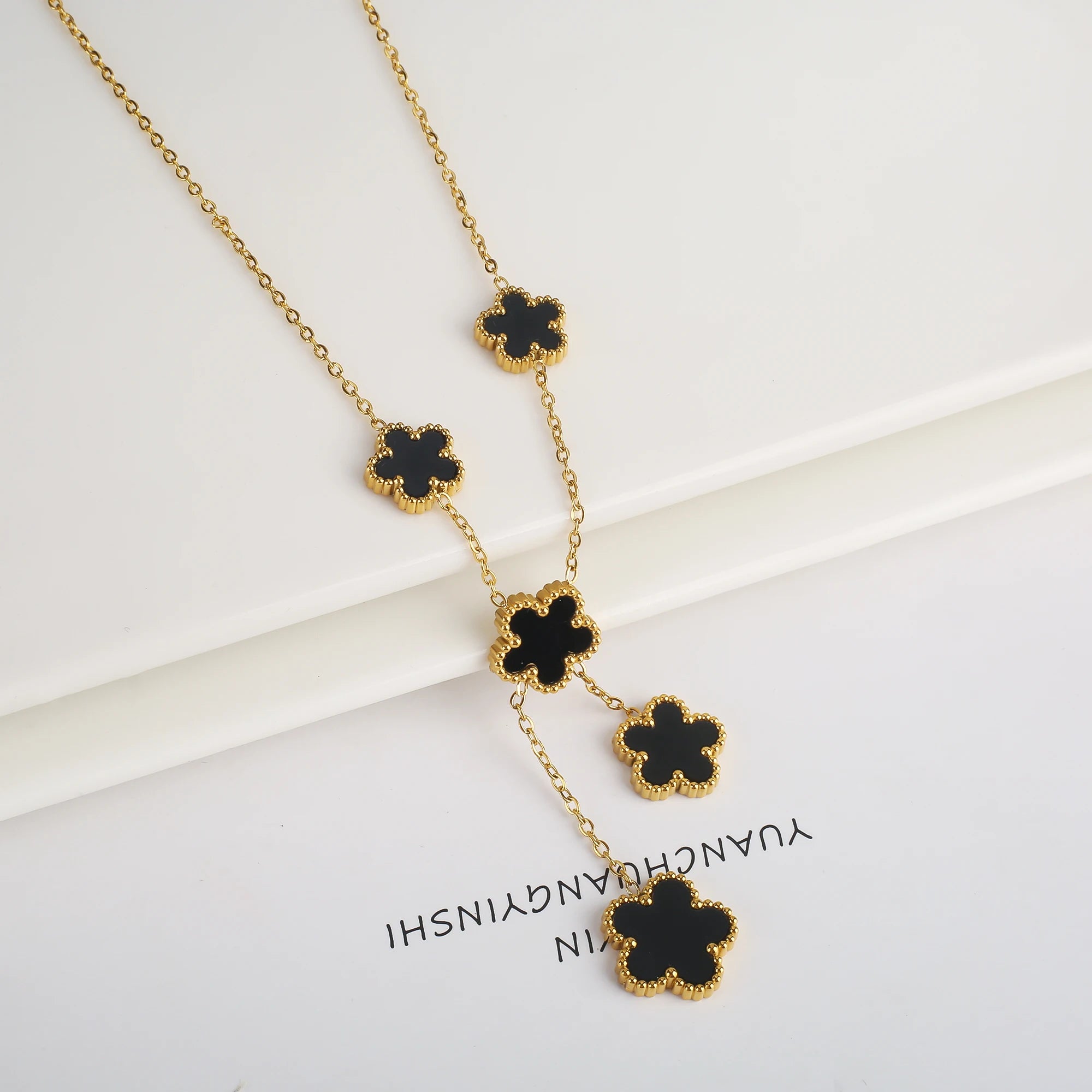 Golden Blossom Charm Bracelet Five Leaf Flower Petal