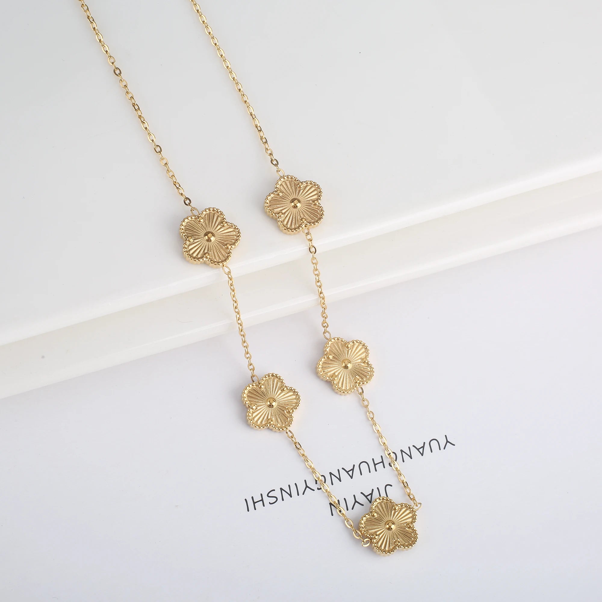 Golden Blossom Charm Bracelet Five Leaf Flower Petal