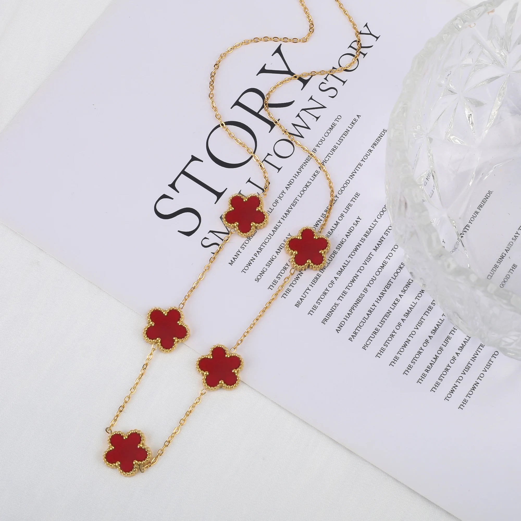 Golden Blossom Charm Bracelet Five Leaf Flower Petal