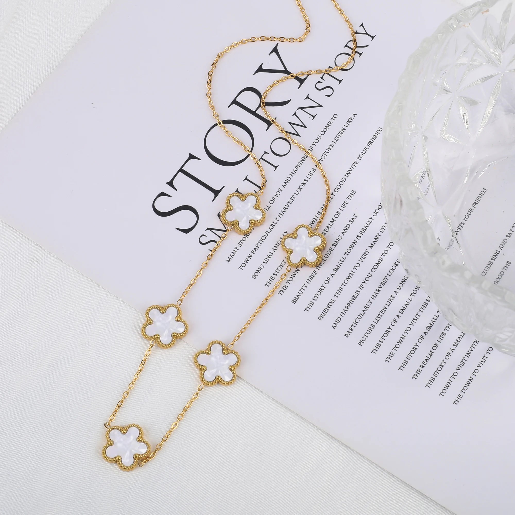 Golden Blossom Charm Bracelet Five Leaf Flower Petal