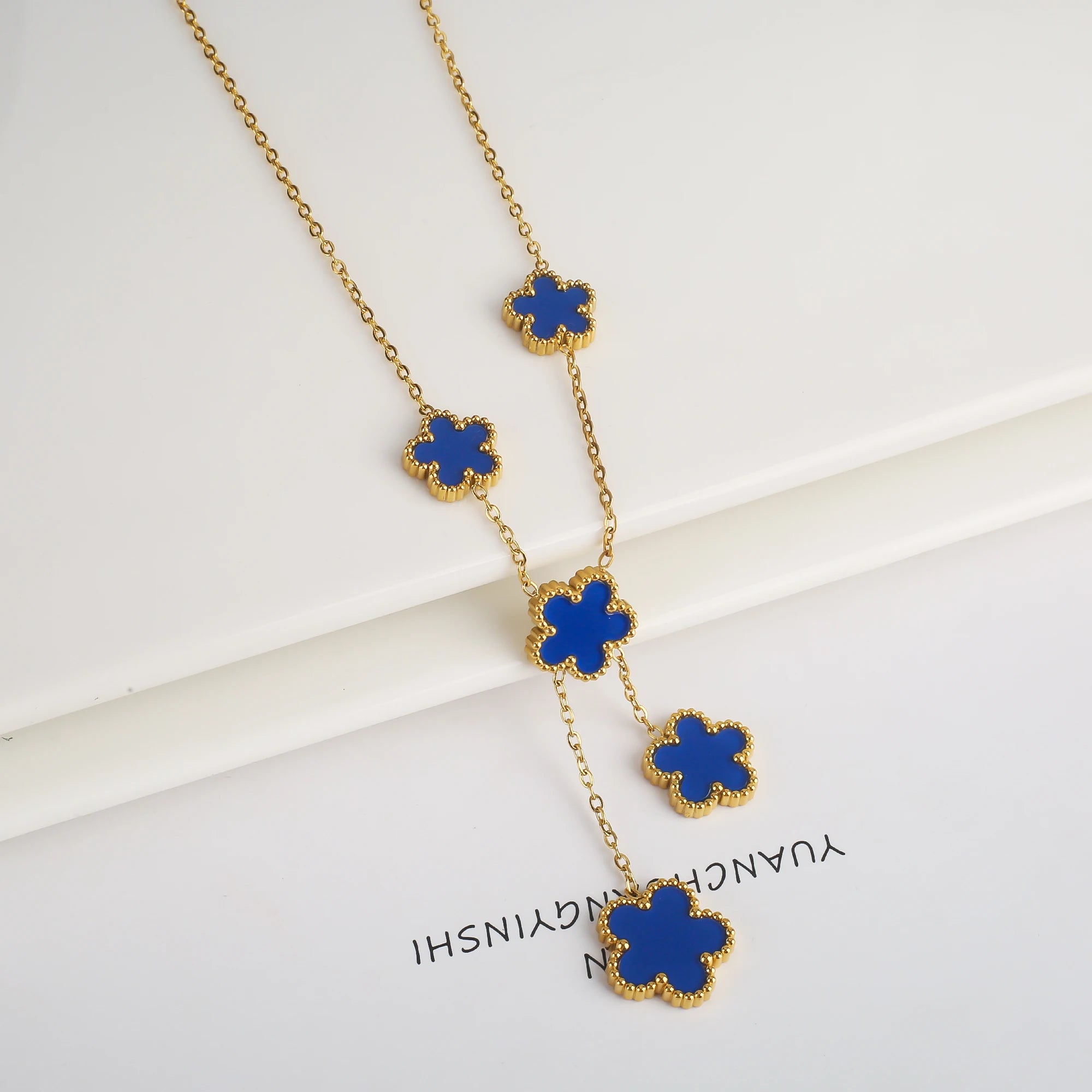 Golden Blossom Charm Bracelet Five Leaf Flower Petal