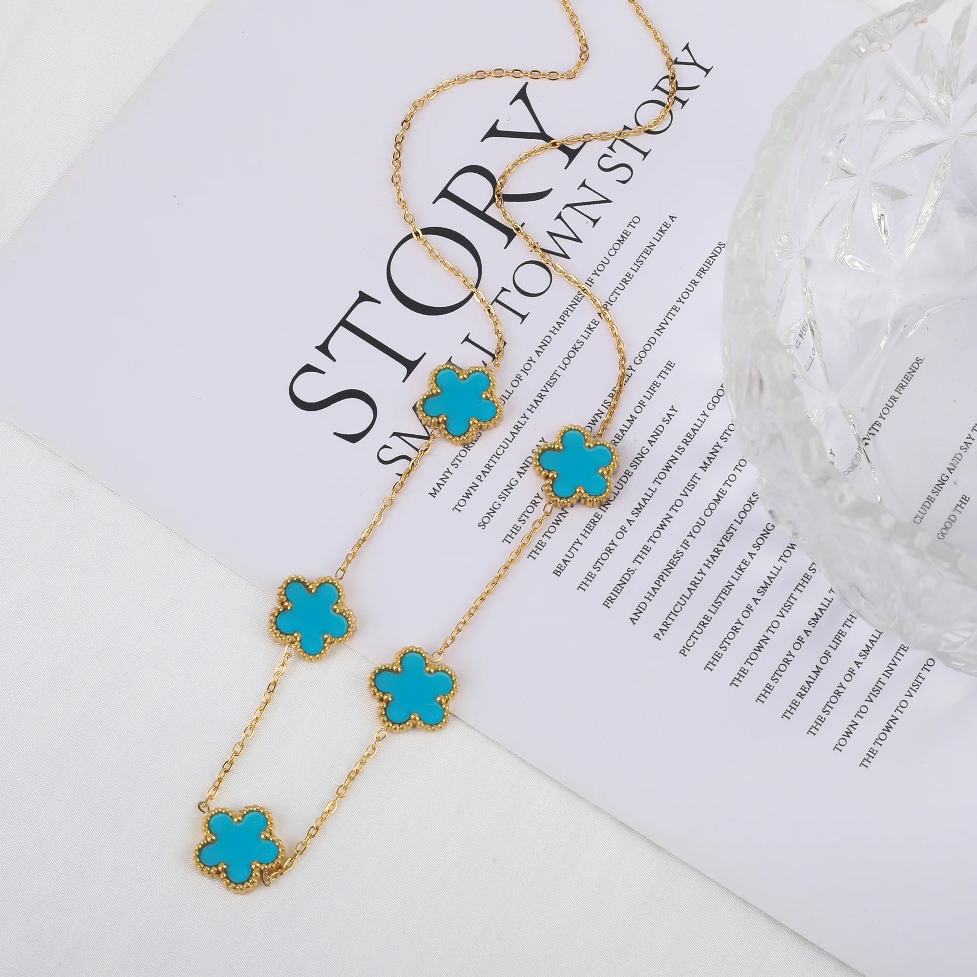 Golden Blossom Charm Bracelet Five Leaf Flower Petal