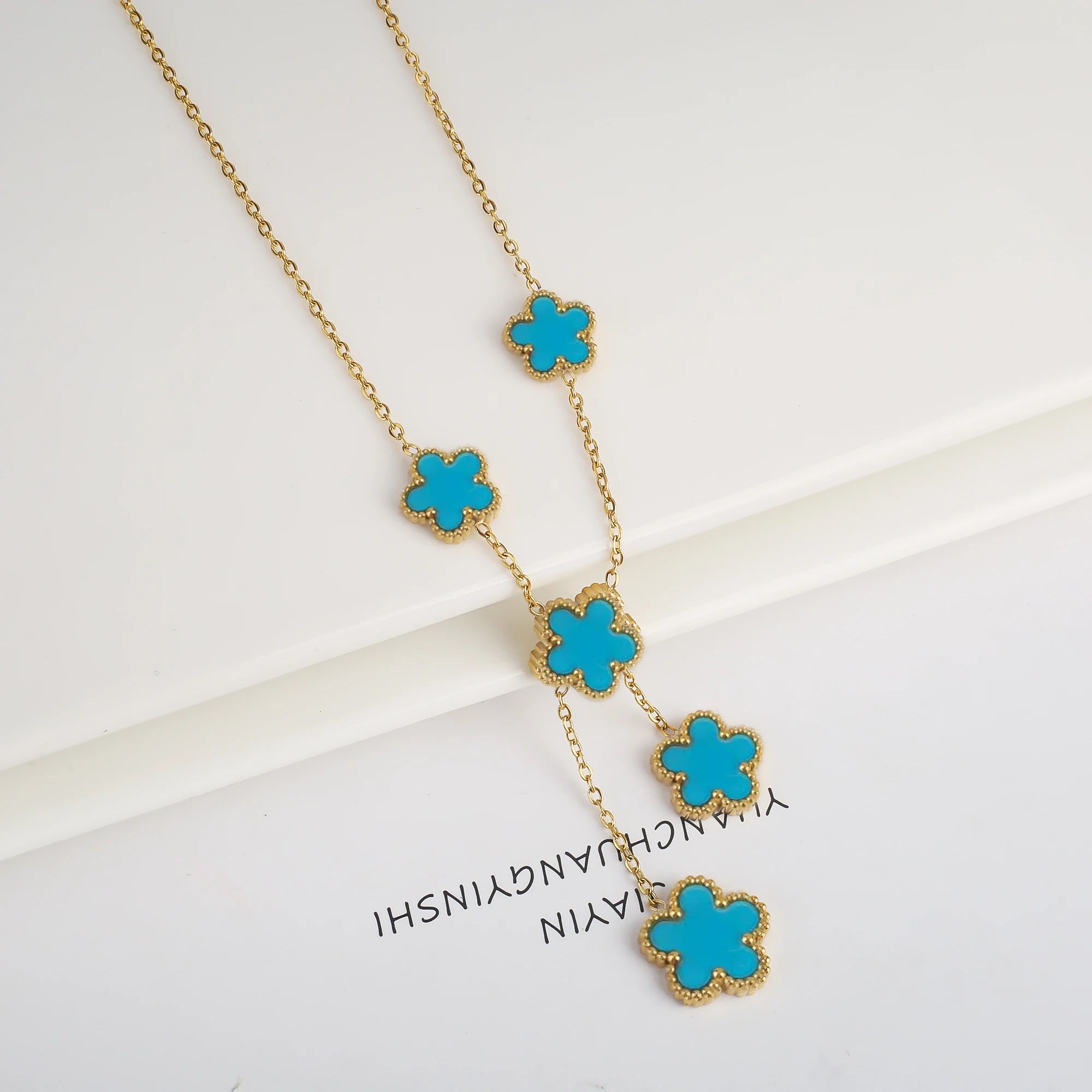 Golden Blossom Charm Bracelet Five Leaf Flower Petal