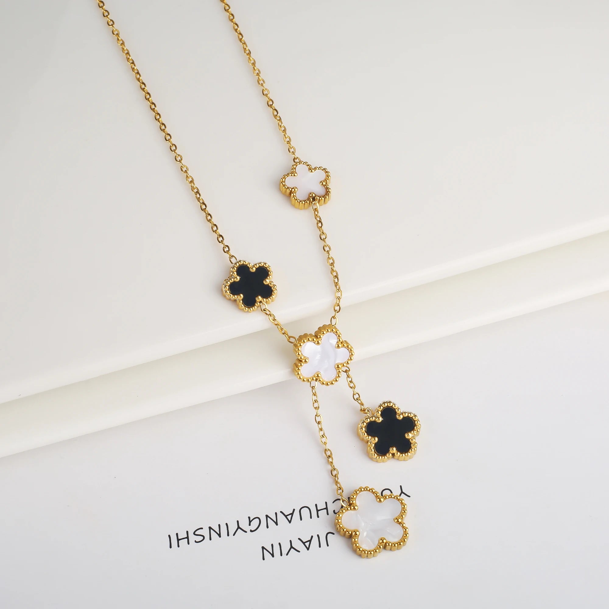 Golden Blossom Charm Bracelet Five Leaf Flower Petal