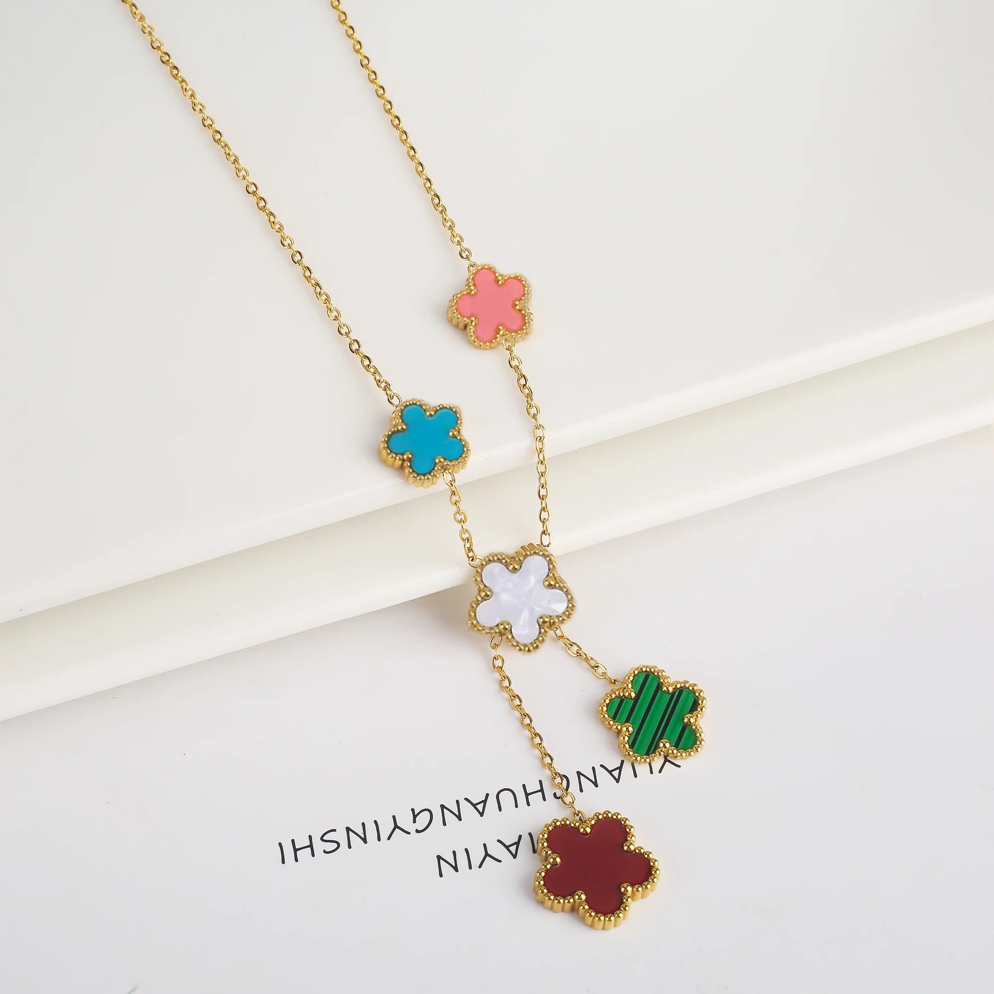 Golden Blossom Charm Bracelet Five Leaf Flower Petal