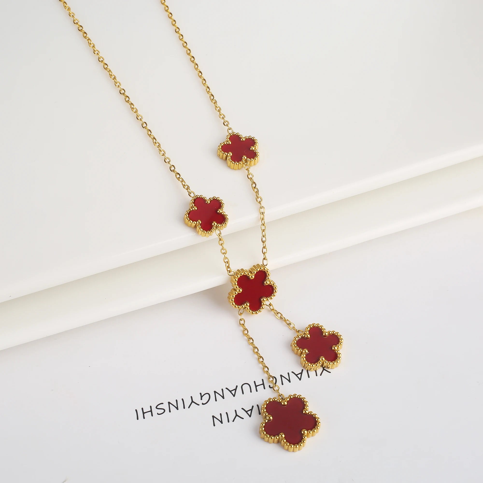 Golden Blossom Charm Bracelet Five Leaf Flower Petal