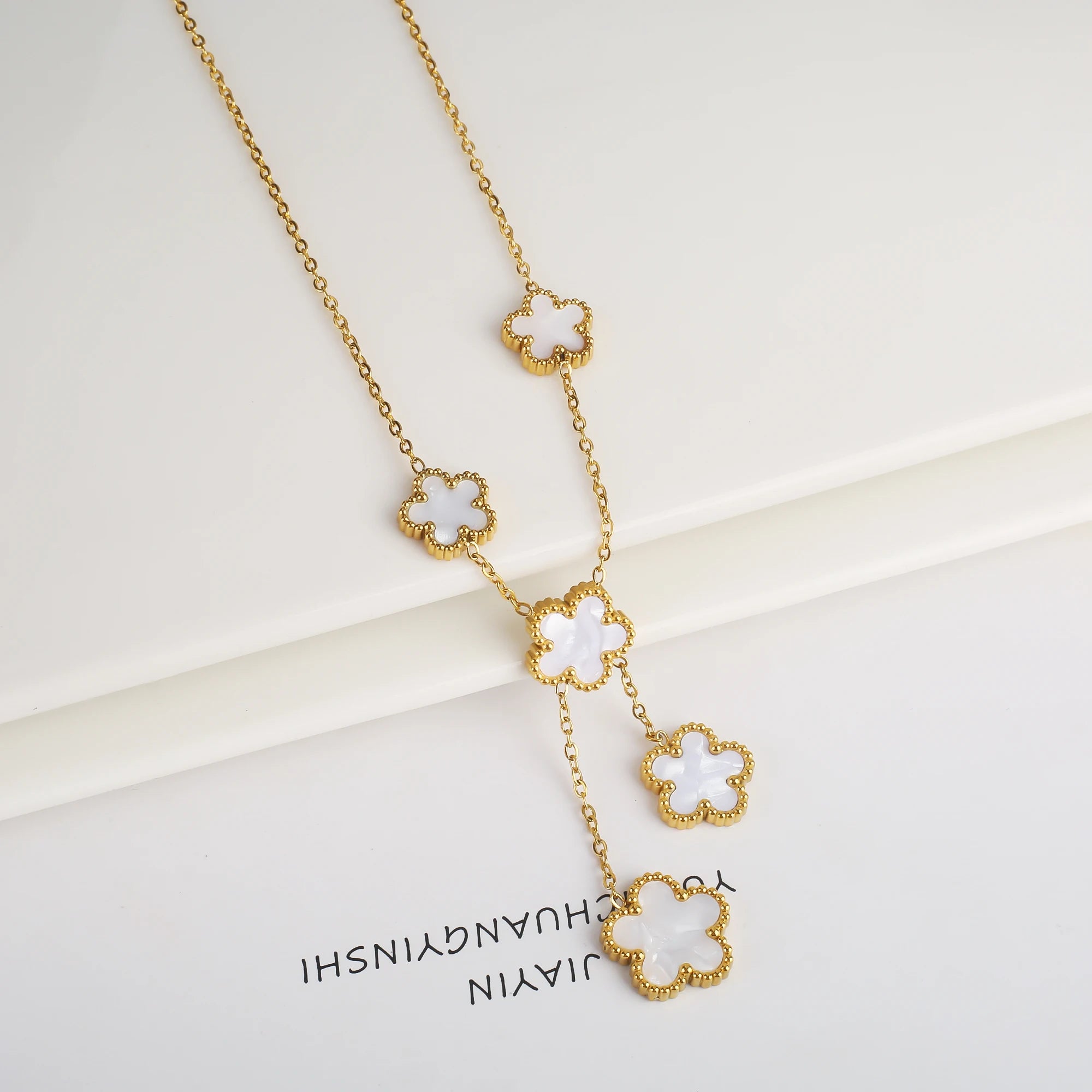 Golden Blossom Charm Bracelet Five Leaf Flower Petal
