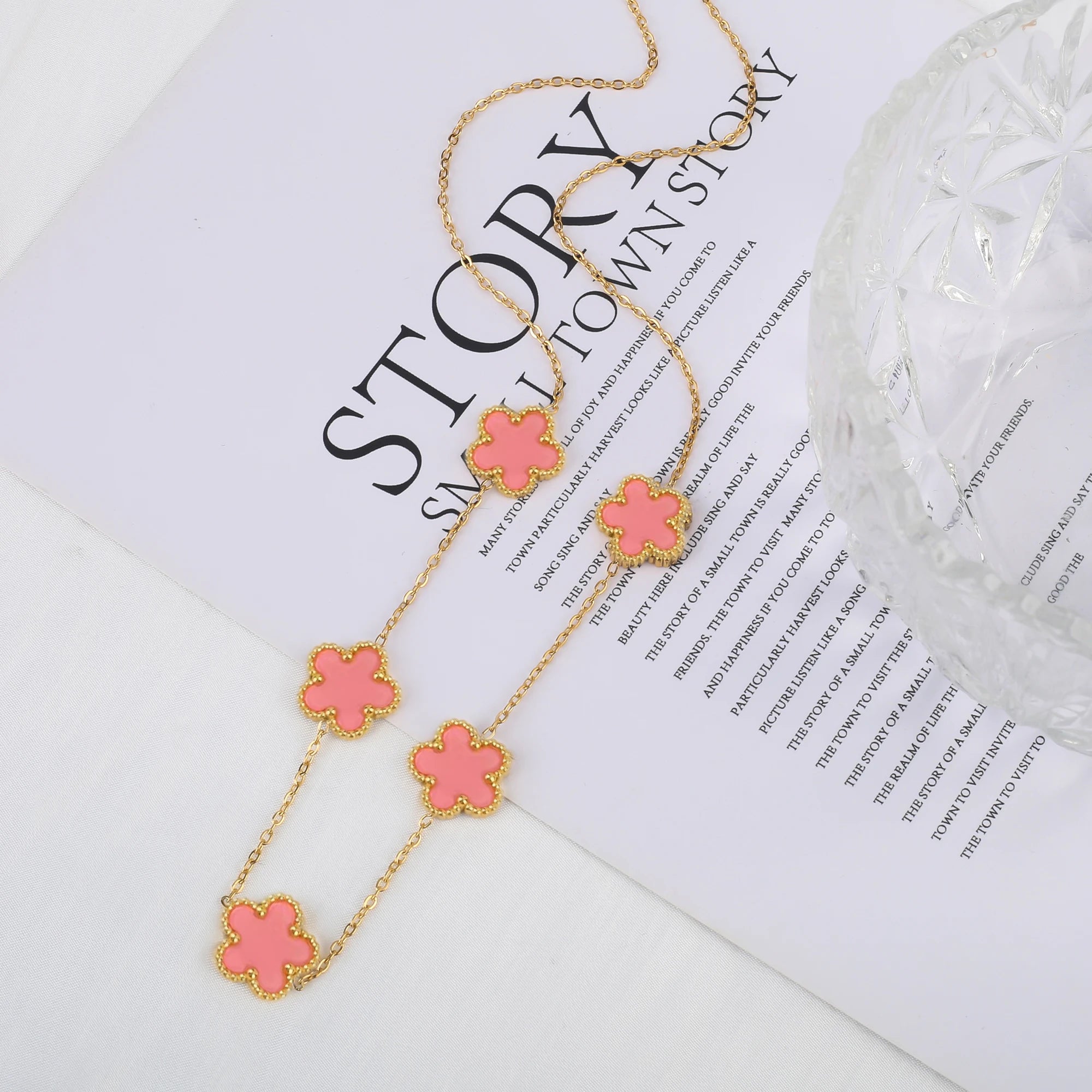 Golden Blossom Charm Bracelet Five Leaf Flower Petal